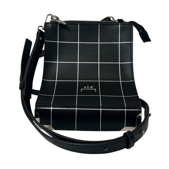 $695 A Cold Wall Black Structured Leather Curved Square Small Crossbody Bag - Picture 2 of 14